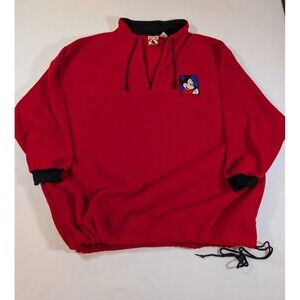 Vintage Walt Disney World Mickey Inc 1/4 Zip Fleece Sweatshirt Size XXL Red